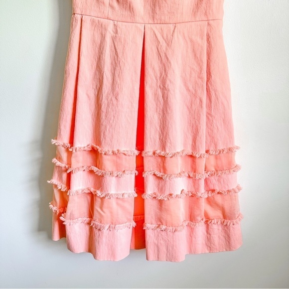 Lela Rose Blush Pink Grace Full-Skirt Fringe-Trim Mini Dress sz 4 - Picture 7 of 13